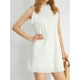 thumbnail image 6 of Coduop Women Summer Casual Short Dress Flower Lace Crew Neck Sleeveless Sweet  Mini Dress, 6 of 10