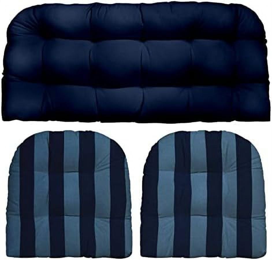RSH Décor Indoor Outdoor 3 Piece Tufted Wicker Cushion Set, (Standard