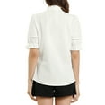 thumbnail image 3 of INSPIRE CHIC Women's Stand Collar Short Sleeve Button Down Ruffle Neck Blouse Top, 3 of 7