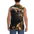 thumbnail image 4 of Fotbe Men's Pug Wearing Sunglasses Flowers Print Men's Sleeveless Muscle Tank Tops Casual T-Shirts for Gym Workout Beach-Small, 4 of 8