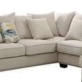 thumbnail image 3 of Nailhead Trim Fabric Upholstered Sectional Sofa with Rolled Armrests Beige, 3 of 5