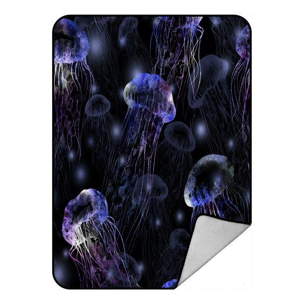 PHFZK Underwater Blanket, Tropical Beach Magical Jellyfish Purple