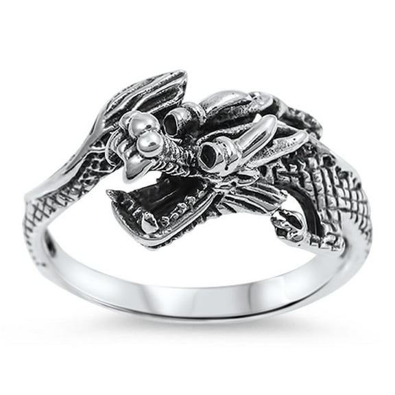 Chinese Dragon Good Luck Ring .925 Sterling Silver Band Jewelry Female Male Unisex Size 12