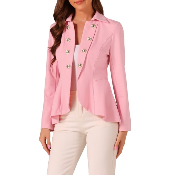 BLAZER GÓTICO PEPLUM M DE MUJER CON CUELLO CAÍDO Y HEM DE ALTA BAJA ABIERTO M ROSA
