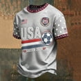 thumbnail image 2 of Soccer Cup 2026 Jersey for Men, Crew Neck Short Sleeve USA Stars Graphic Tee with Waffle Knit Texture - Lightweight Breathable Performance Top for Match Day & Gym Gray XXXL, 2 of 5