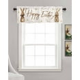 thumbnail image 3 of Easter Bunny Linen Curtain Valance for Bedroom/Bathroom/Kitchen/Office/Living/Dining Room Window,Brown Plaid Hearts Vintage Eucalyptus Flower Rod Pocket Topper Decorative Cafe Drapes Panel 42"x18", 3 of 6