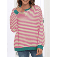 thumbnail image 4 of FIUFY Women's Casual Sweatshirt Long Sleeve Pullover Top Oversized Shirt With Striped Color Block, 4 of 8