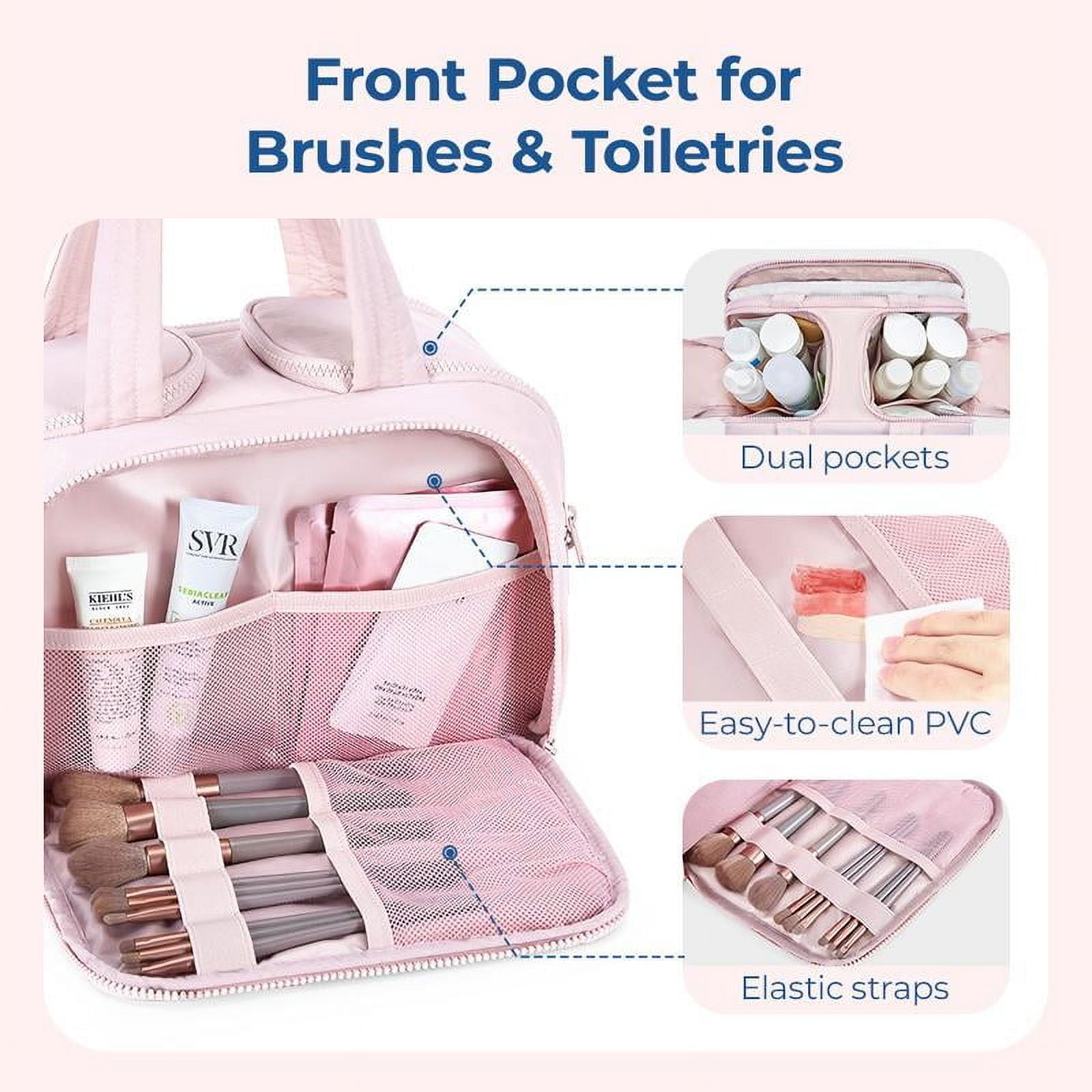 BAGSMART Zora Spacesaver 4-in-1 Puffy Multi-Functional Toiletry Bag for Women – Large Capacity Travel Organizer with 4 Compartments Outdoorfun Makeup Pouch FallFreshness