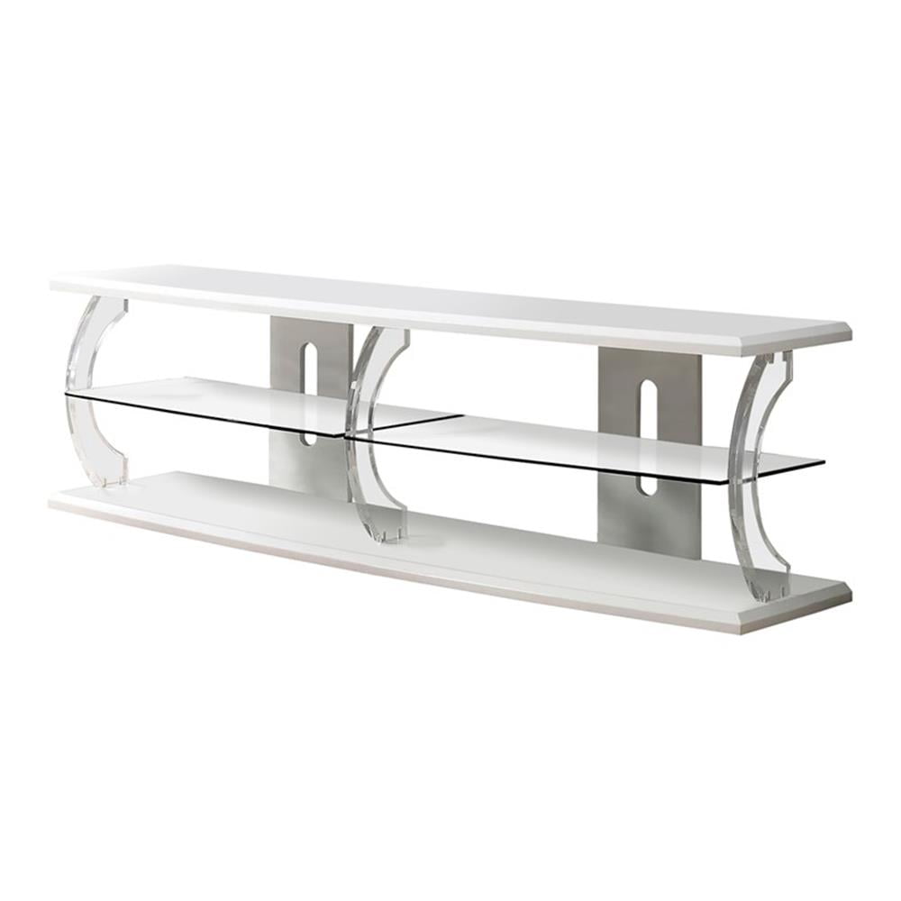 Bowery Hill Modern Wood Storage 60-Inch TV Stand in White