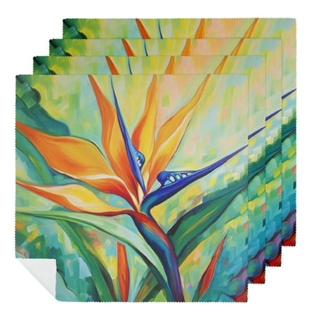 

EastSmooth Bird of Paradise Flower Polyester Cloth Napkins for Farmhouse Party Dining Table Decor Reusable and Machine Washable Fabric for Events 4 PCS