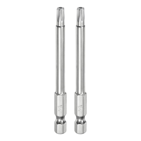 Uxcell 2Pcs T25 Security Torx Bit 1/4" Hex Shank 3" S2 Steel Magnetic Tamper Resistant Star Bits Torx Head with Hole