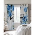 thumbnail image 4 of Happy Father's Day Blackout Curtains for Bedroom Living Room Darkening Curtains 90 Inch Blue Spring Garden Floral Black Out Window Curtain Privacy Insulated Window Treatment Grommet Drapes 52"x90"x2, 4 of 9