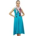 thumbnail image 2 of Bimba Women's Designer Rayon Dress With Pockets Solid Aqua Maxi With Scarf - 14, 2 of 6