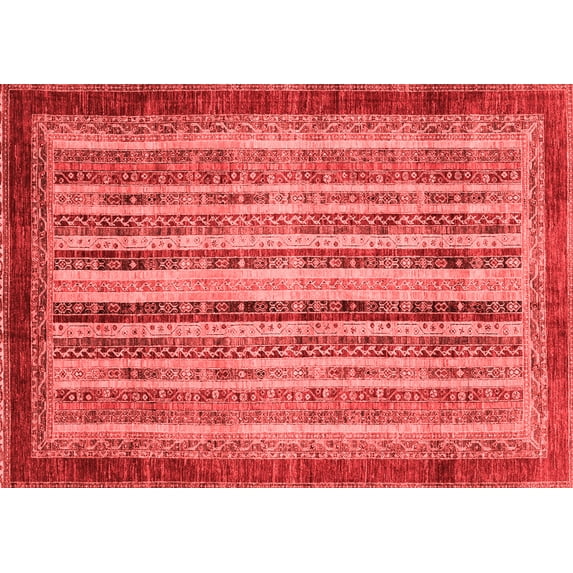 Ahgly Company Indoor Rectangle Abstract Red Modern Area Rugs, 2' x 5'