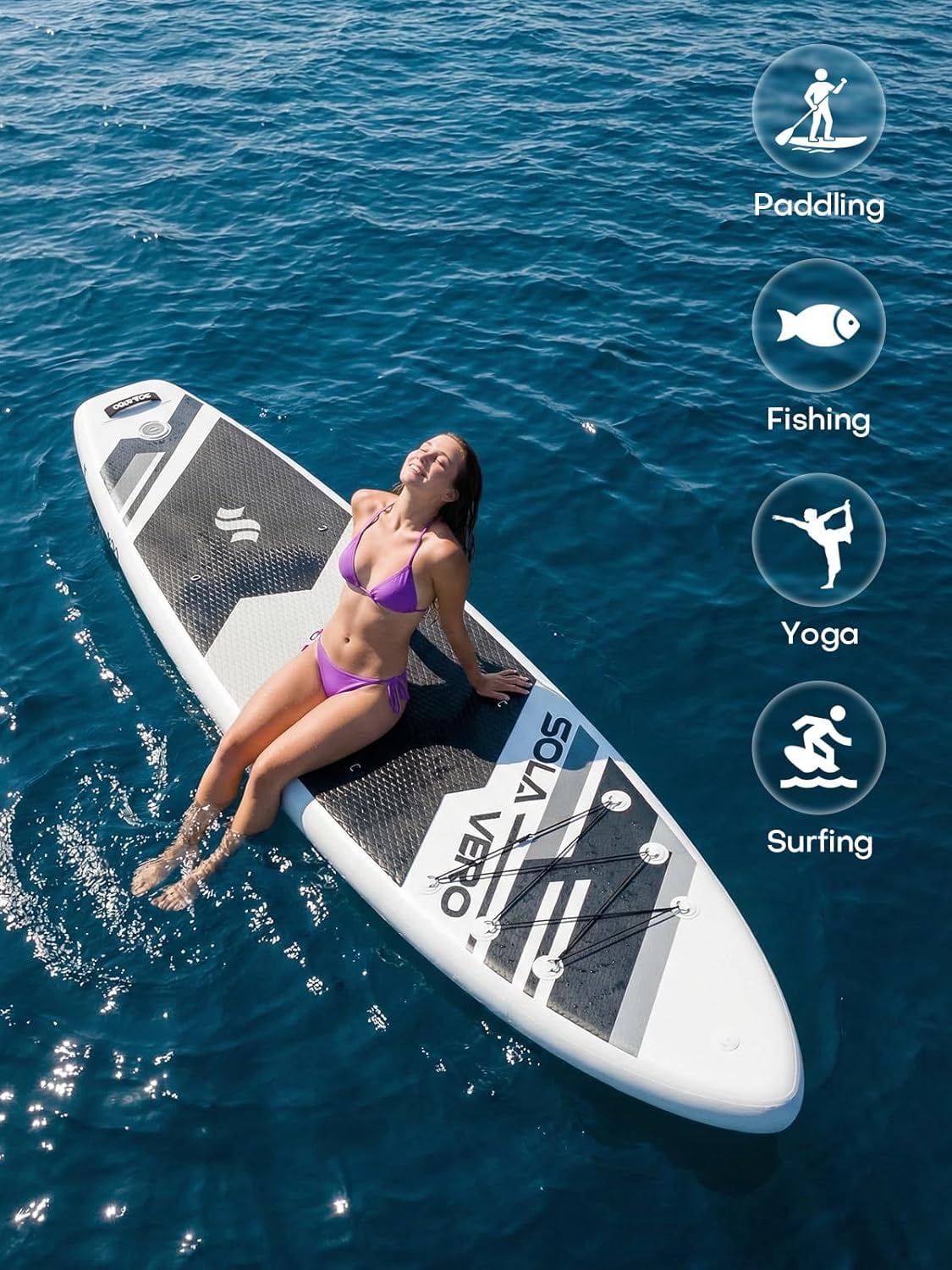 SOLAVERO Inflatable Stand Up Paddle Board for 2 Person, Ultra-Light SUP Board with Accessories for Adults & Youth of All Skill Levels