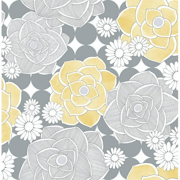 NextWall Retro Floral Peel and Stick Removable Wallpaper - 20.5 in. W x 18 ft. L