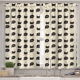 thumbnail image 2 of Ambesonne Cat Valance & Curtain, Black Kitties Saying Hi, 55"x45", Ivory Black Ruby, 2 of 6