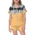 thumbnail image 1 of Hiiyo Girls Pajamas Ice-Cream Print Short Sleeve Button Shirt Shorts Sleepwear Set, 1 of 3
