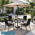 thumbnail image 4 of Costway 5 PCS Patio Furniture Dining Set, Outdoor Square Table & Stackable Chairs with Umbrella Hole Black, 4 of 12