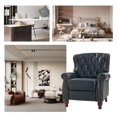 thumbnail image 6 of Traditional Genuine Leather Push Back Wingback Recliner Chair Tufted with Nailhead Trims and Solid Wood Legs for Living Room Navy, 6 of 8