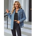 thumbnail image 2 of Weardear Women's Denim Jackets Long Sleeve Button Down Casual Frayed Hem Shacket Jean Jacket, 2 of 5