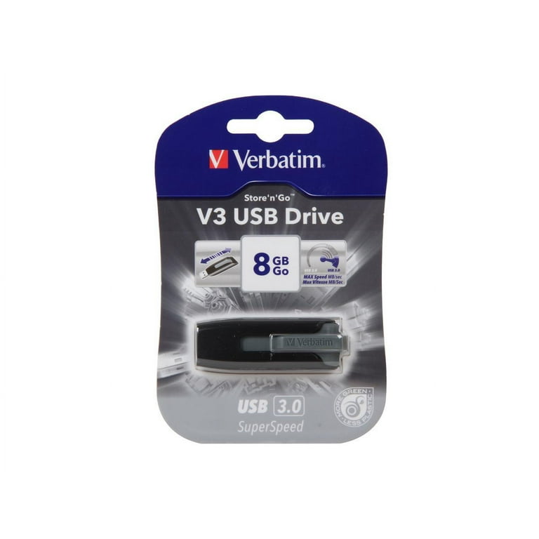 Store 'n' Go V3 USB 3.0 Drive, 8 GB, Black/Gray Store 'n' Go V3 USB 3.0 Drive, 8 GB, Black/Gray