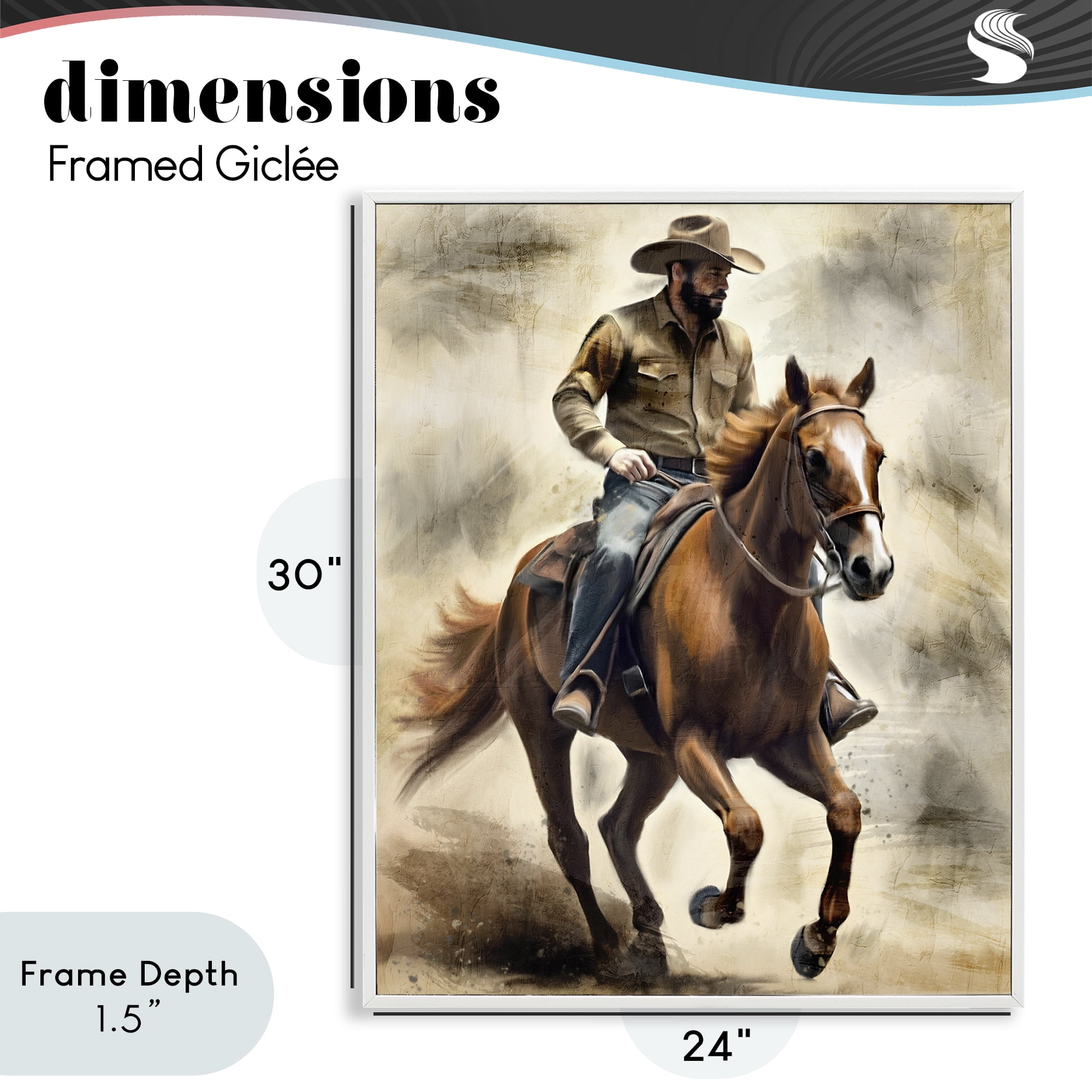 Stupell Industries Gallop Horse & Cowboy White Framed Giclee Art, design by Kim Allen
