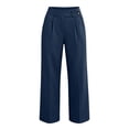 thumbnail image 4 of TEAJOPSUU Womens Suit Wide Leg Palazzo Pants with Pockets High Waist Single Button Pleated Trousers Business Casual Work Office Wear Navy, 4 of 7