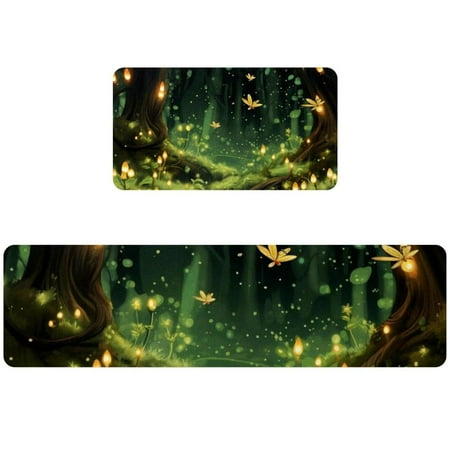 

Firefly 2-Pack Rectangular Washable Kitchen Rugs Rubber Mats - 15.7 x59 +15.7 x2