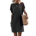 thumbnail image 2 of Aayomet Sundresses For Women 2023 Womens Summer Short Sleeve T Shirt Dress Casual Slit Beach Mini Dress Tunic Top Dress,Gray XXL, 2 of 3