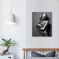 thumbnail image 3 of PIKWEEK Black And White Picture Poster Prints 3D Canvas Wall Art Decor Sculpture Effect Modern Paintings For Wall Gray-Abstractive Wall Decor For Living Room Bedroom  12x16 in, 3 of 4