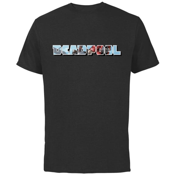 Marvel Deadpool Super Hero Comic Art Window Name Logo - Short Sleeve Cotton T-Shirt for Adults - Customized-Black