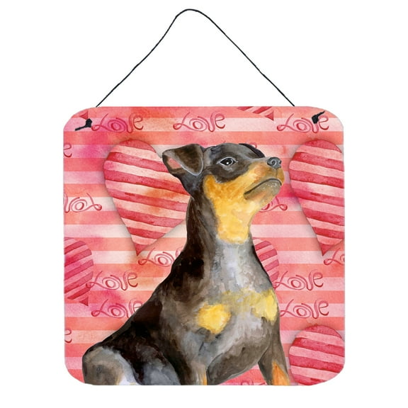 Miniature Pinscher 2 Love Wall or Door Hanging Prints Red