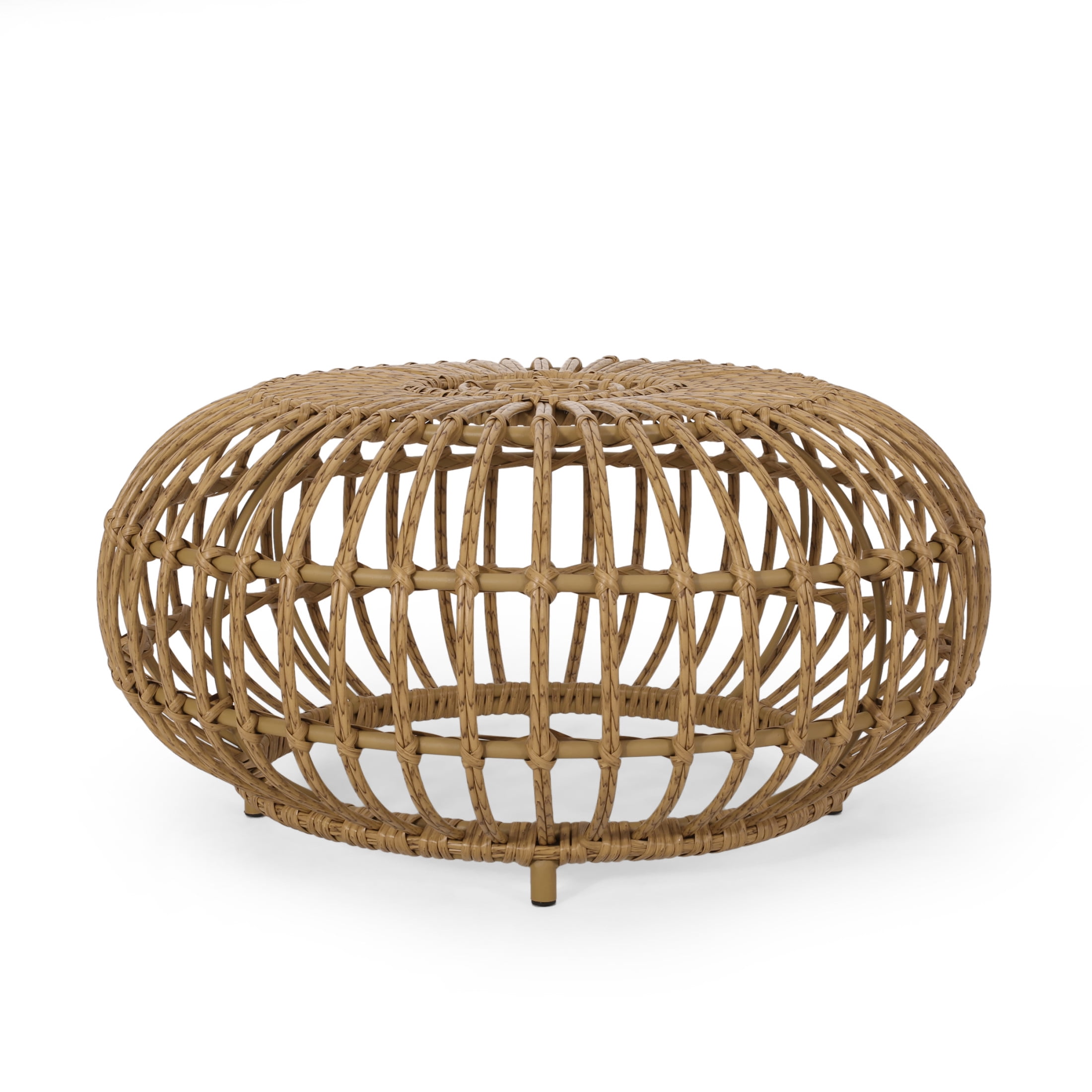 Lunsford Outdoor Wicker Coffee Table, Light Brown