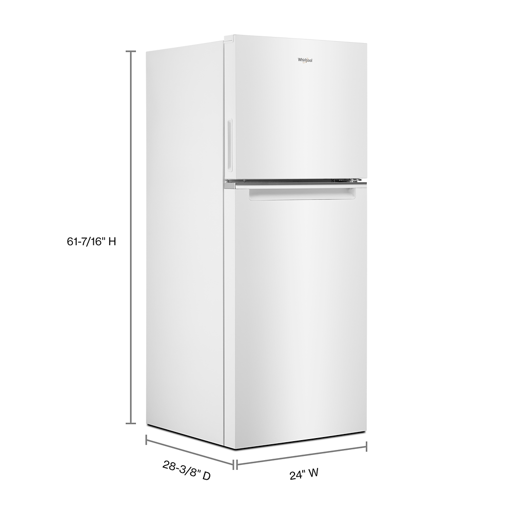 Whirlpool® New WRT112CZJW - 24-inch-Wide Small Space Top Mount-Freezer Refrigerator - 11.6 Cu. ft. ADA Compliant- Weight: 135 pounds- Depth: 28 3/8”- Height: 61 7/16”- Width: 24 3/8” - image 5 of 5