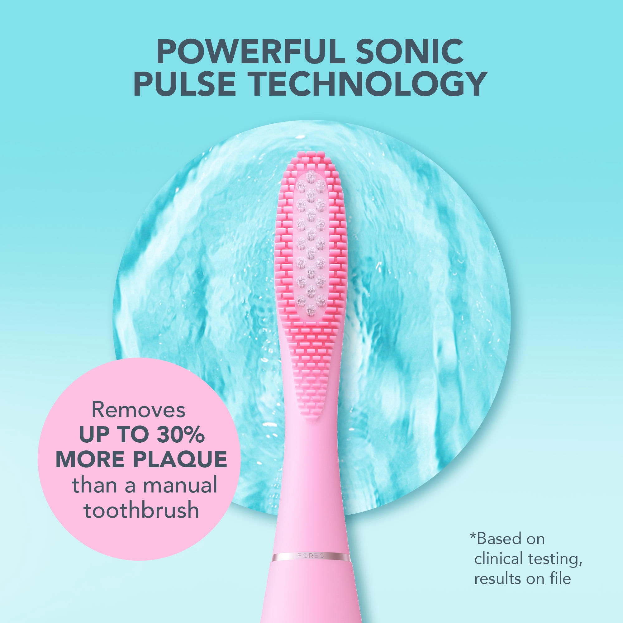FOREO ISSA 3 Electric Toothbrush Bundle with 4-in-1 Ultra-Hygienic Silicone Cleaning and 2 Brush Heads, Pink