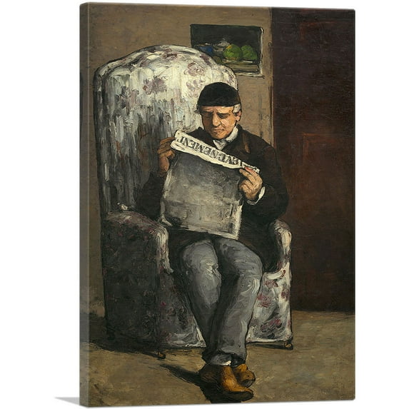ARTCANVAS The Artist's Father Reading 1866 Canvas Art Print by Paul Cezanne - Size: 40" x 26" (0.75" Deep)