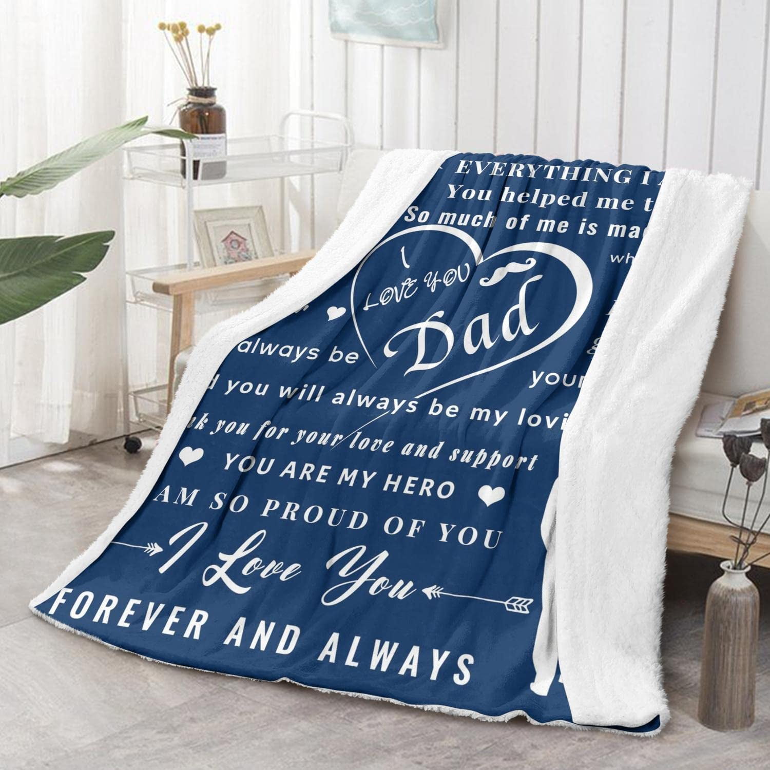 Dad Gift from Daughter Sherpa Blankets Birthday Gifts to My Dad Father Blue Bed Blanket Soft