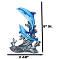 thumbnail image 4 of Nautical Marine Sea Ocean 2 Blue Dolphins Leaping Out Of The Reef Waves Figurine, 4 of 9