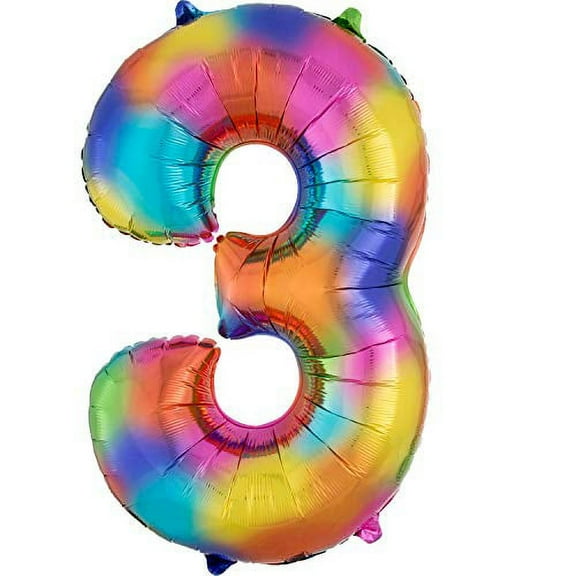 34" NUMBER 3 RAINBOW SPLASH-PKG