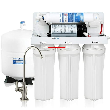 APEC Ultimate Reverse Osmosis Drinking Water Filtration System with Booster Pump for Very Low Pressure Homes