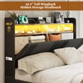 thumbnail image 3 of ARICOEASY California King Size Platform Bed Frame with Storage Drawers & LED Lights & Charging Station, Black, 3 of 8
