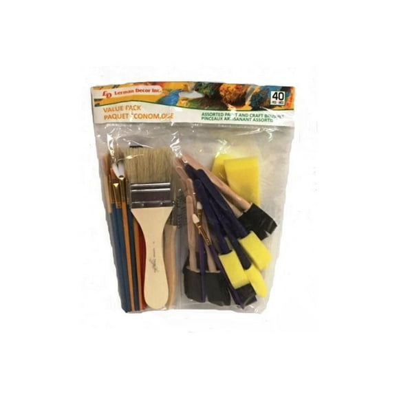 ASSORTED PAINT AND CRAFT BRUSHES 40 PCS, ASSORTED BRUSHES 40 PCS