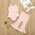 thumbnail image 2 of Kiplyki New Arrivals Pants for Toddler Girls Ribbed Suspender Vest Flared Outfits Set, 2 of 8