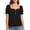 *Black, variant on VBVC Women's Square Neck Puff Short Sleeve Blouse , Ladies' Button Front Ruffle Cuff Casual Top , Summer Loose Fit Daily Tops For Women,Black,S-2XL