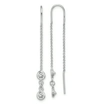 Primal Silver Sterling Silver Rhodium-plated CZ Threader Earrings