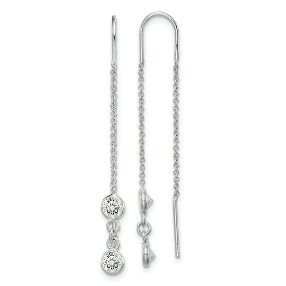 Primal Silver Sterling Silver Rhodium-plated CZ Threader Earrings