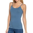thumbnail image 3 of Juniors Solid Plain Adjustable Spaghetti Strap Layering Cropped Camisole Tank Top (Steel Blue, S), 3 of 4