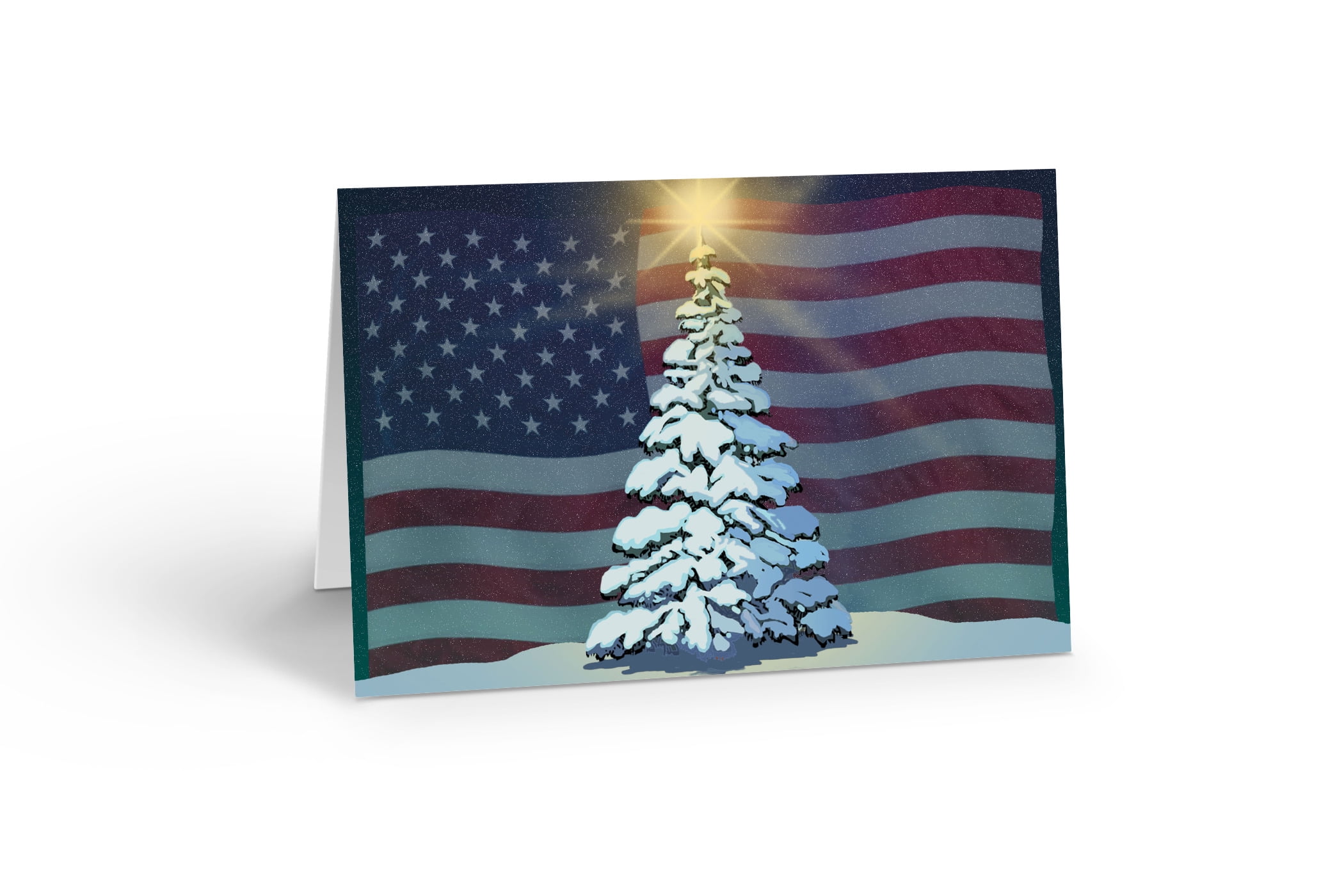 American Flag Patriotic Christmas Card - 5&quot; x 7&quot; Christmas Card - 18