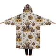 thumbnail image 2 of Oversized Wearable Blanket Hoodie,Beige Highland Cow Sunflower Basket Pattern Sherpa Blanket Hoodie with Super Pockets,Super Warm Fuzzy Pullover for Women & Men, 2 of 6